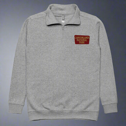Canyonlands National Park 1/4 Zip Fleece Pullover Sweater Park Service Apparel Carbon Grey S