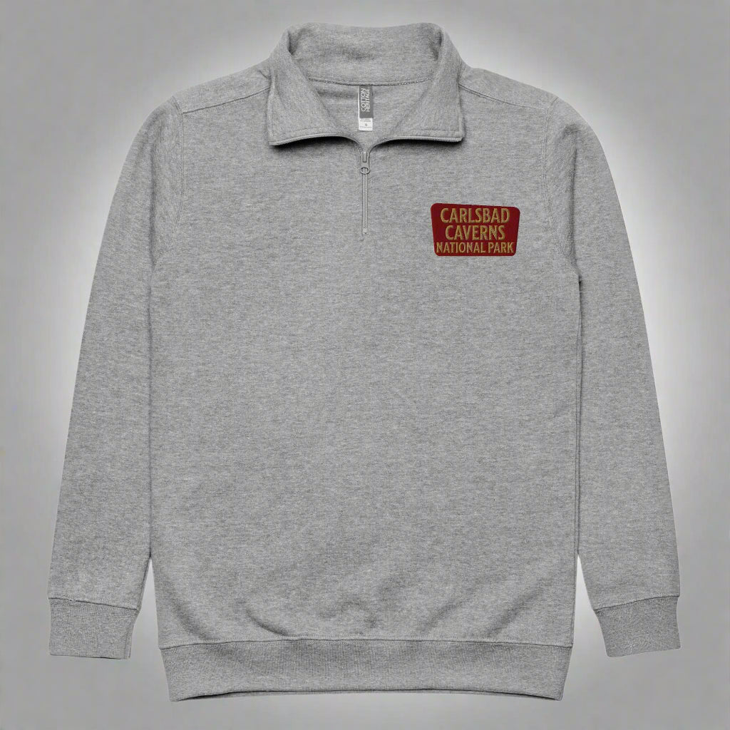 Carlsbad Caverns National Park 1/4 Zip Fleece Pullover Sweater Park Service Apparel Carbon Grey S