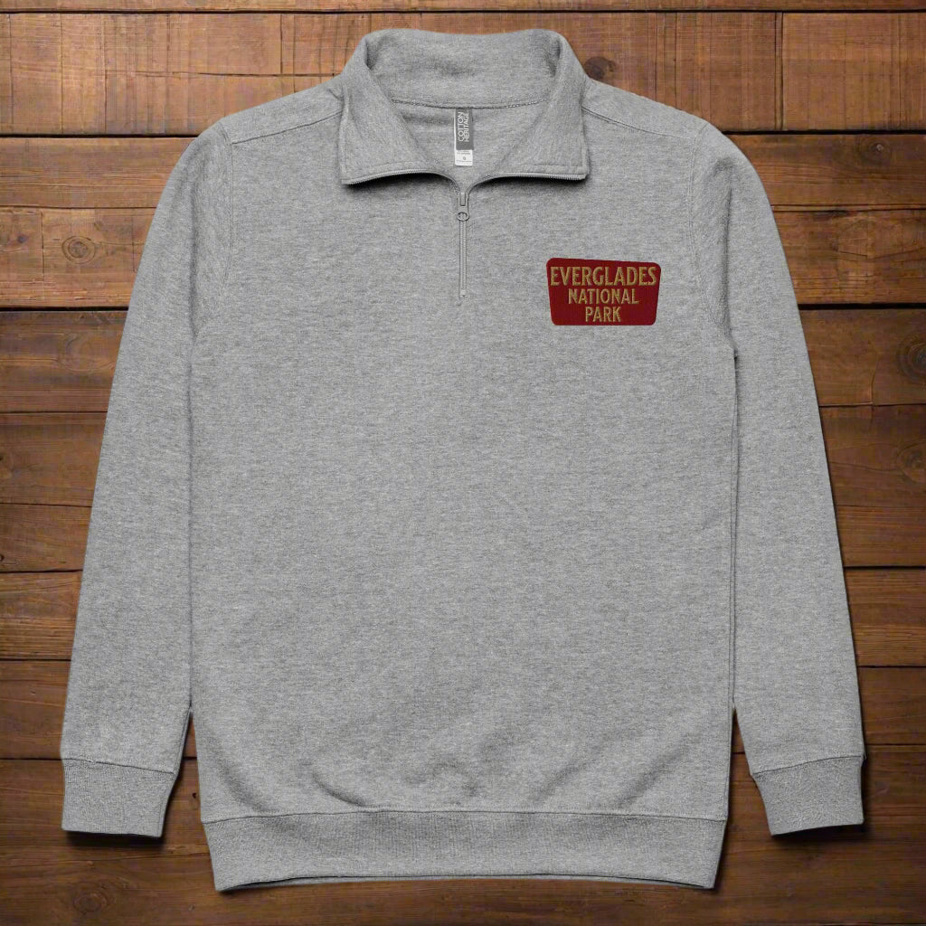 Everglades National Park 1/4 Zip Fleece Pullover Park Service Apparel Carbon Grey S