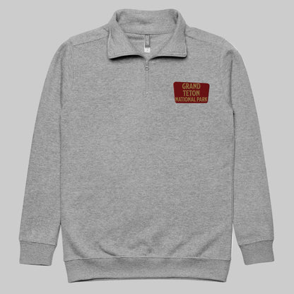 Grand Teton National Park 1/4 Zip Fleece Pullover Sweater Park Service Apparel Carbon Grey S