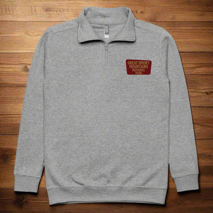 Great Smoky Mountains 1/4 Zip Fleece Pullover Sweater Park Service Apparel Carbon Grey S