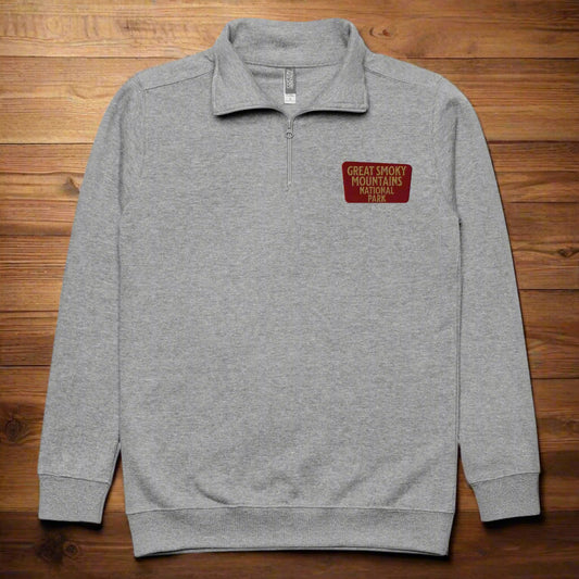 Great Smoky Mountains 1/4 Zip Fleece Pullover Sweater Park Service Apparel Carbon Grey S