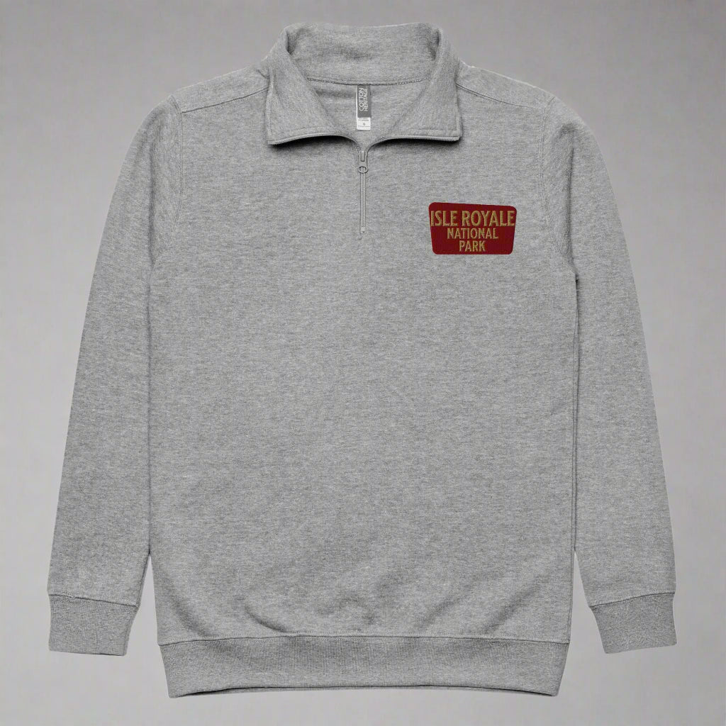 Isle Royale National Park 1/4 Zip Fleece Pullover Sweater Park Service Apparel Carbon Grey S