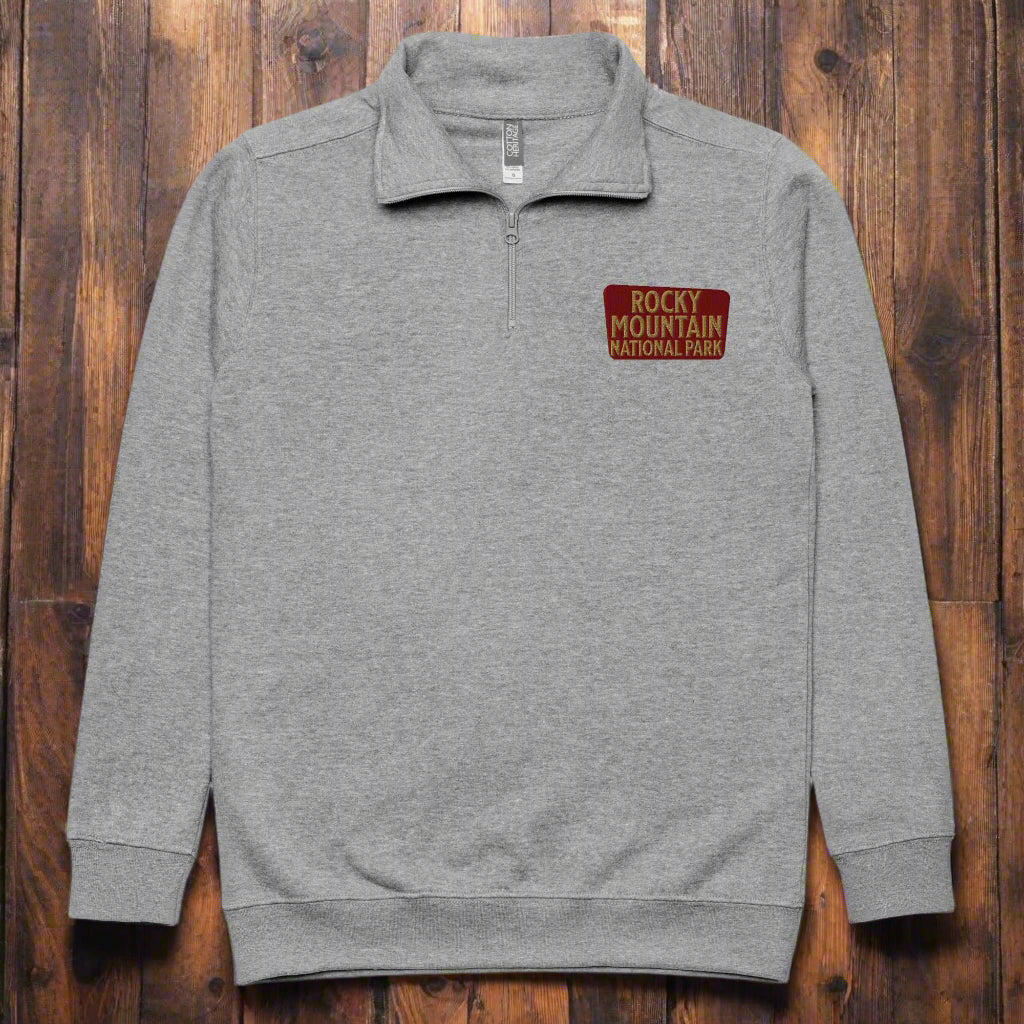 Rocky Mountain National Park 1/4 Zip Fleece Pullover Park Service Apparel Carbon Grey S