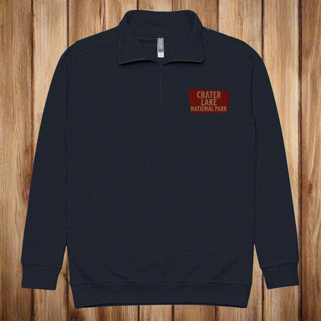 Crater Lake Unisex 1/4 Zip Fleece Pullover Sweatshirt Park Service Apparel Navy S
