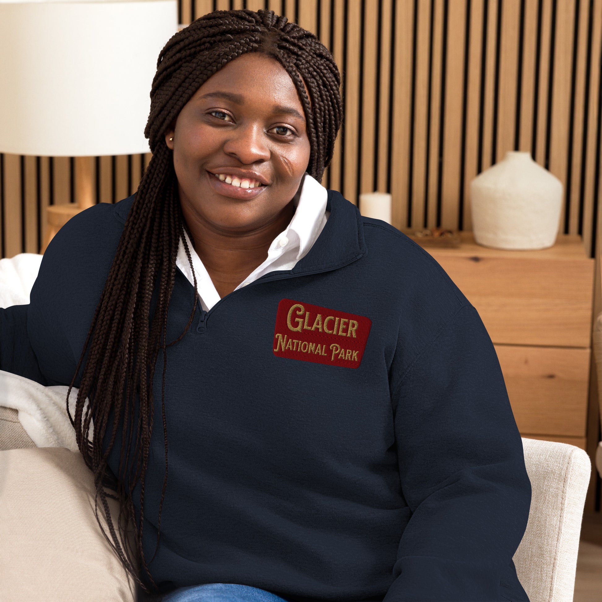 Glacier National Park Fleece 1/4 Zip Pullover Sweatshirt Park Service Apparel