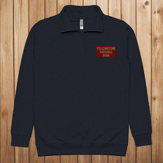Yellowstone National Park Unisex 1/4 Zip Fleece Pullover Sweater Park Service Apparel Navy S