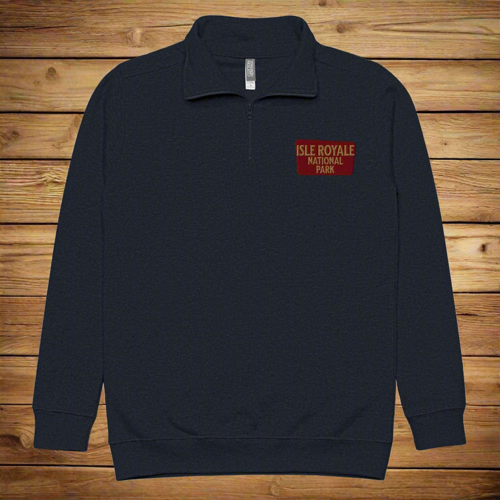 Isle Royale National Park 1/4 Zip Fleece Pullover Sweater Park Service Apparel Navy S