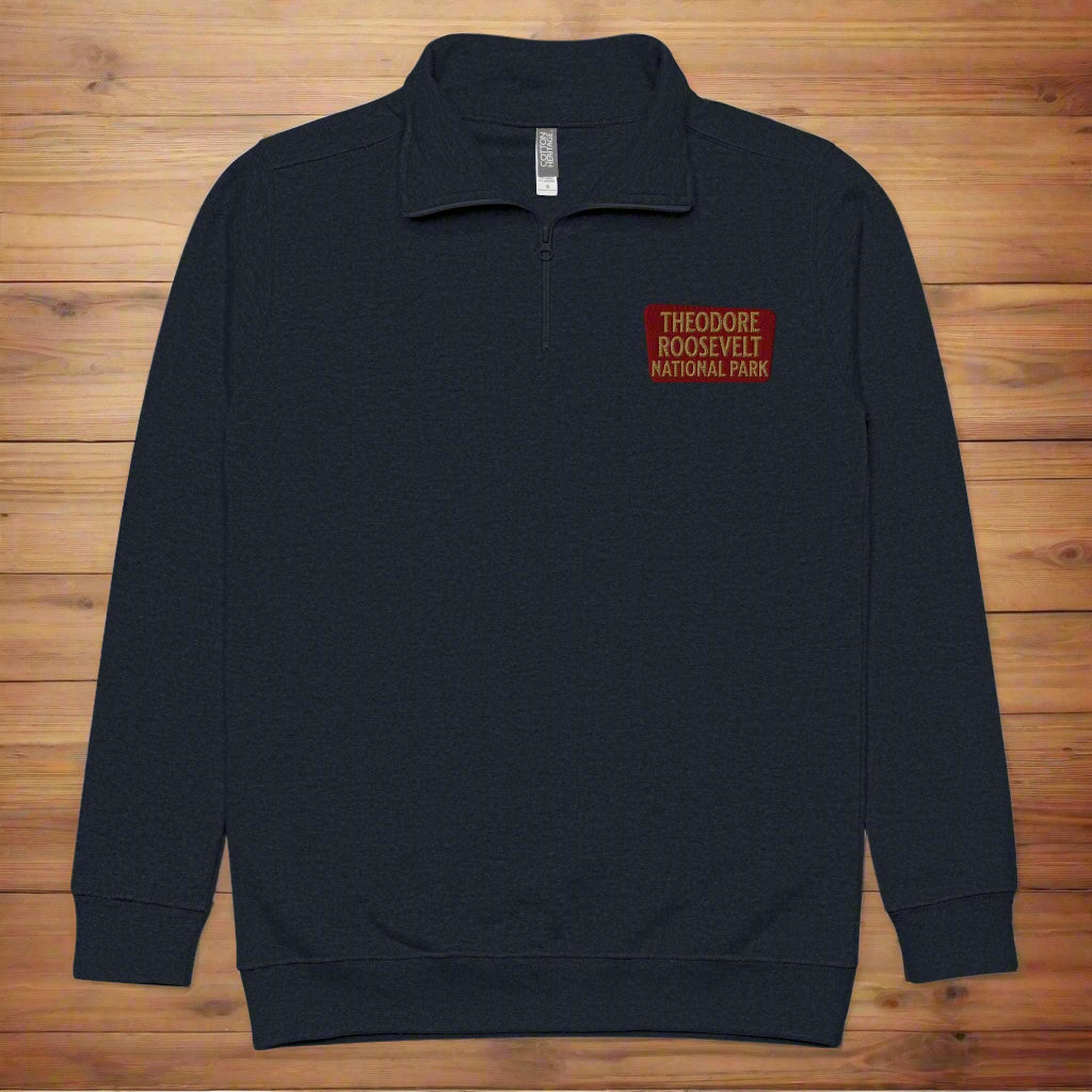 Theodore Roosevelt 1/4 Zip Fleece Pullover Sweater Park Service Apparel Navy S