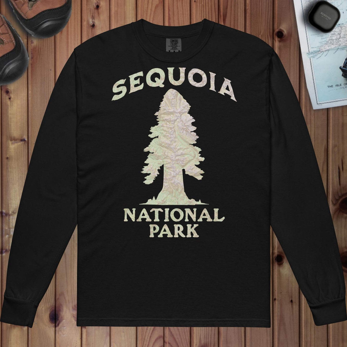 Sequoia Tree Heavyweight Long Sleeve Topo Tee Long-sleeve Park Service Apparel Black S