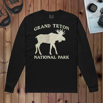 Grand Teton Moose Heavyweight Long Sleeve Topo Tee Long-sleeve Park Service Apparel Black S