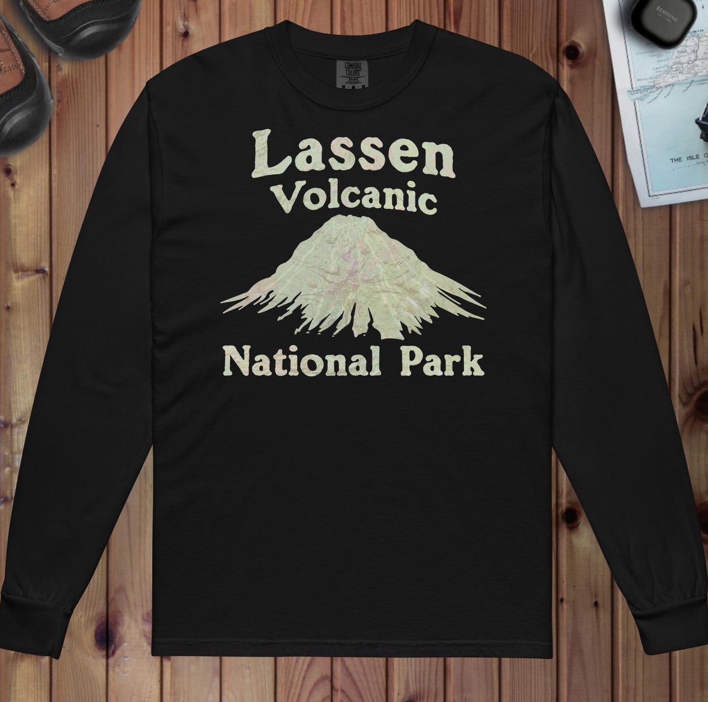 Lassen Volcanic Heavyweight Long Sleeve Topo Tee Park Service Apparel Black S
