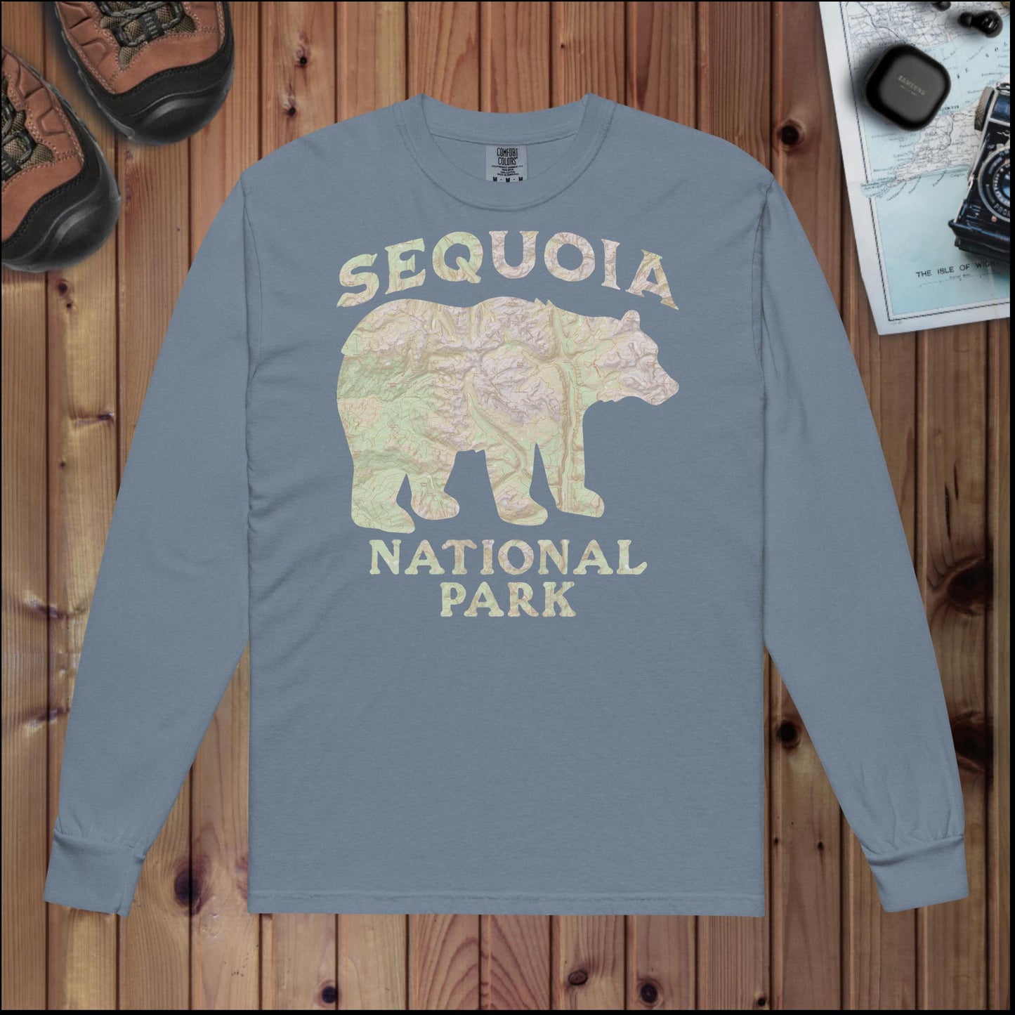 Sequoia Bear Heavy Weight Long Sleeve Topo T-shirt T-Shirt Park Service Apparel Blue Jean S