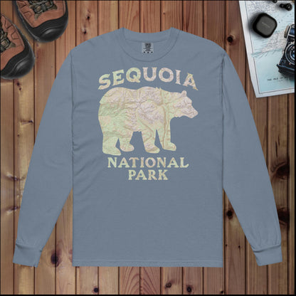 Sequoia Bear Heavy Weight Long Sleeve Topo T-shirt T-Shirt Park Service Apparel Blue Jean S