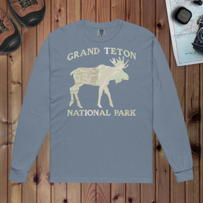 Grand Teton Moose Heavyweight Long Sleeve Topo Tee Long-sleeve Park Service Apparel Blue Jean S