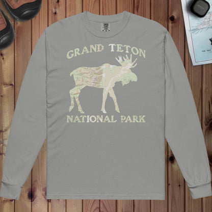 Grand Teton Moose Heavyweight Long Sleeve Topo Tee Long-sleeve Park Service Apparel Grey S