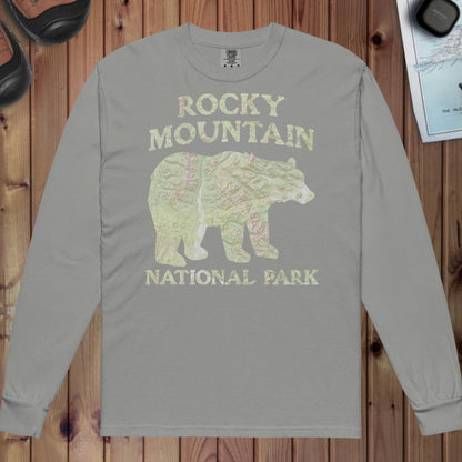 Rocky Mountain Bear Heavyweight Long Sleeve Topo Tee Long-sleeve Park Service Apparel Grey S