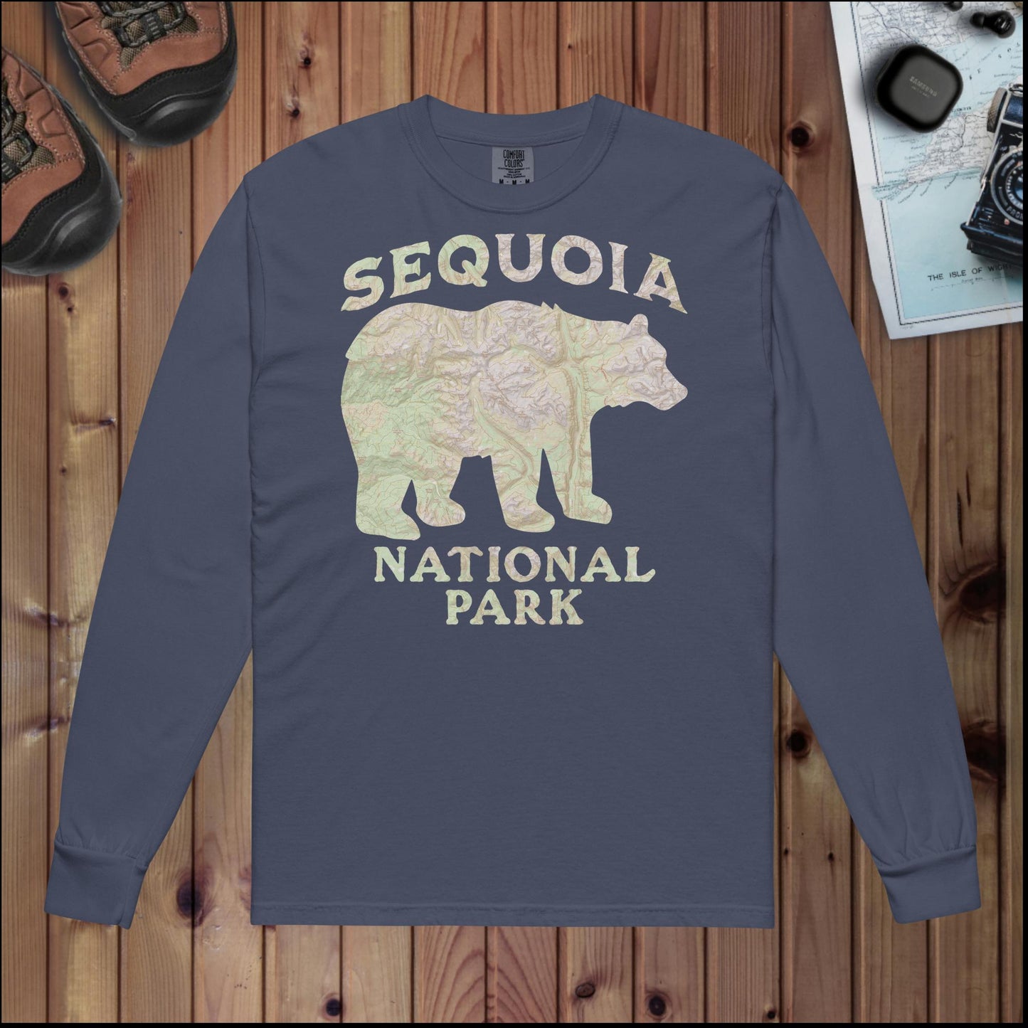 Sequoia Bear Heavy Weight Long Sleeve Topo T-shirt T-Shirt Park Service Apparel Navy S