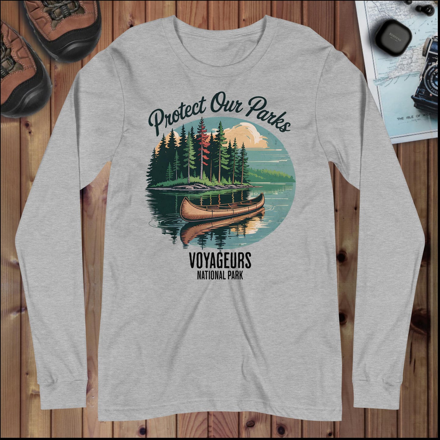 Protect Our Parks Voyageurs Long Sleeve T-Shirt Long-sleeve Park Service Apparel Athletic Heather XS
