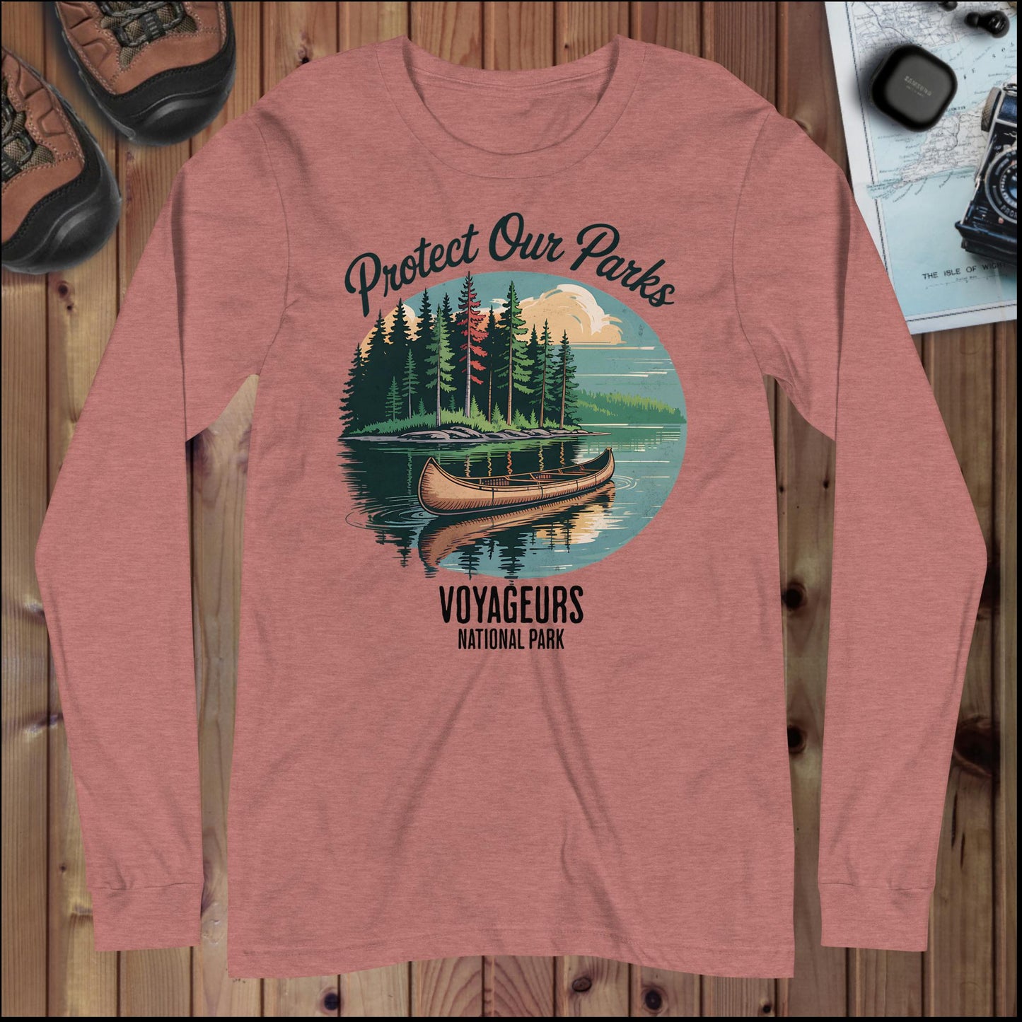 Protect Our Parks Voyageurs Long Sleeve T-Shirt Long-sleeve Park Service Apparel Heather Mauve XS