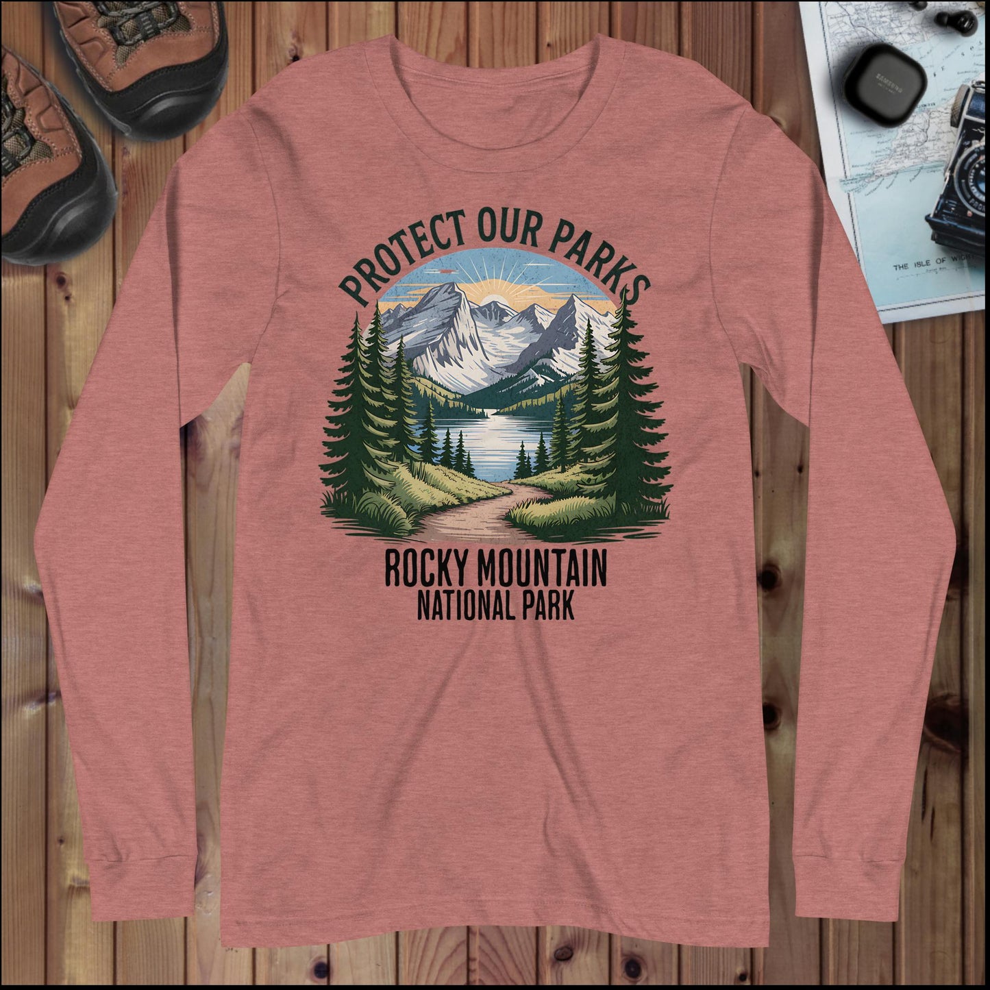 Rocky Mountain Protect Our Parks Long Sleeve T-Shirt Long-sleeve Park Service Apparel Heather Mauve XS