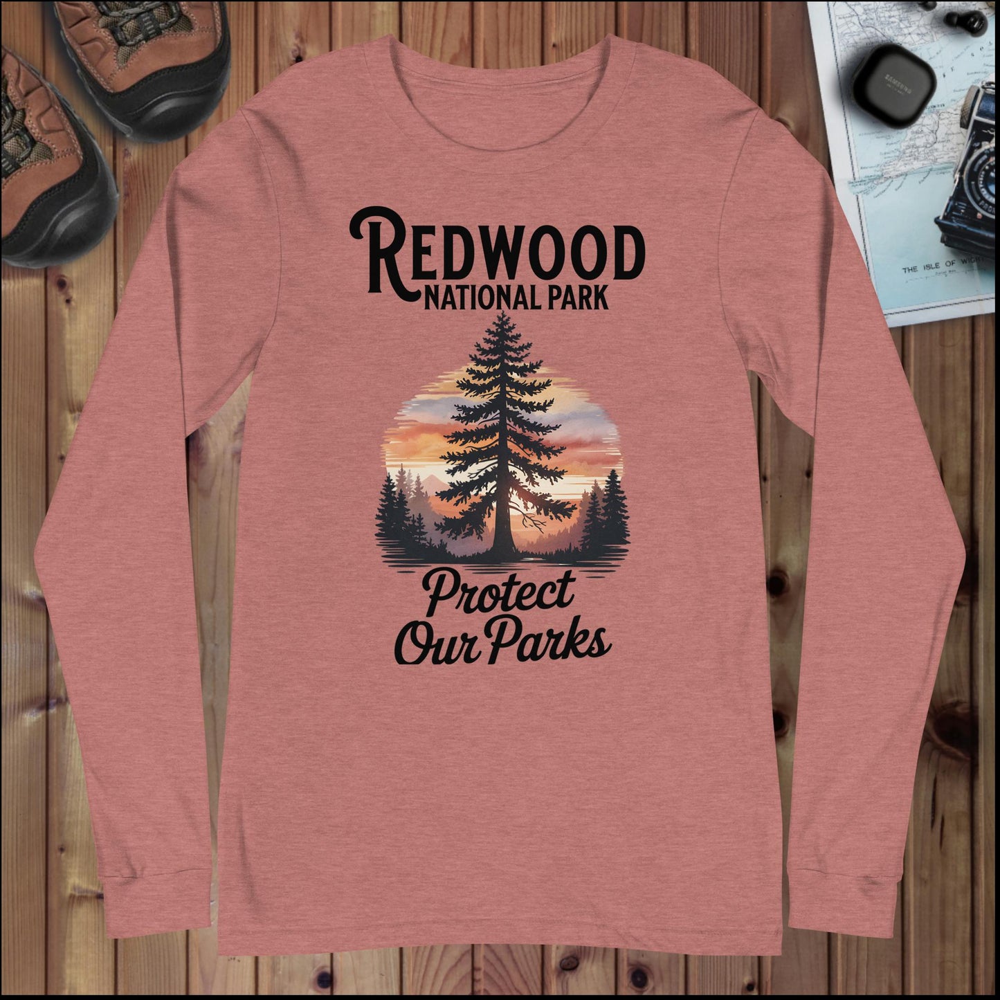 Protect Our Parks Redwood Long Sleeve T-shirt Park Service Apparel Heather Mauve XS