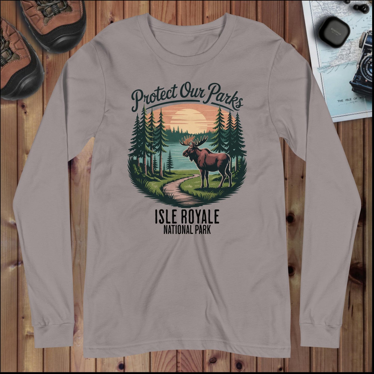 Protect Our Parks Isle Royale Long Sleeve T-shirt Long-sleeve Park Service Apparel Storm XS