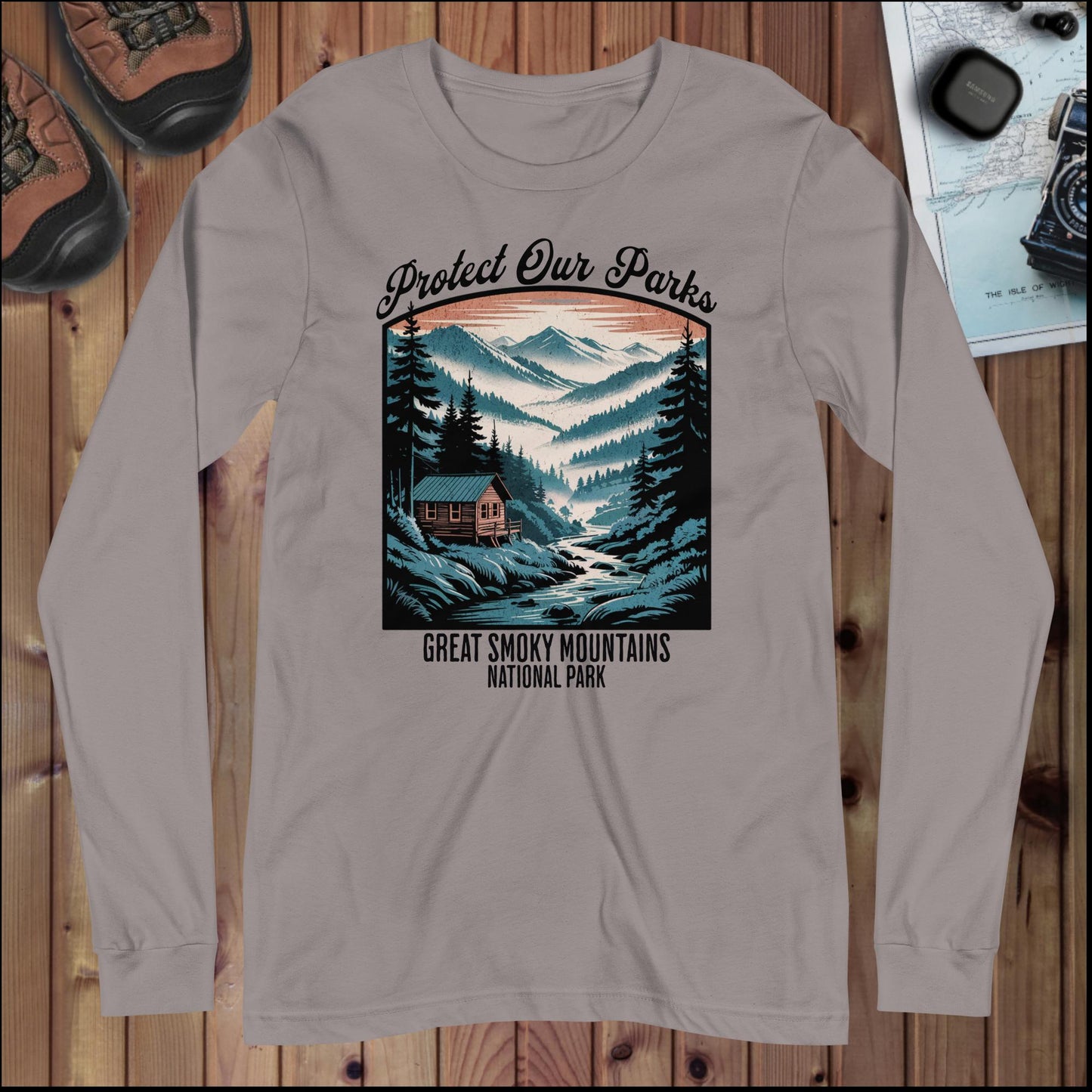 Protect Our Parks Smoky Mountains Long Sleeve T-shirt Long-sleeve Park Service Apparel Storm XS