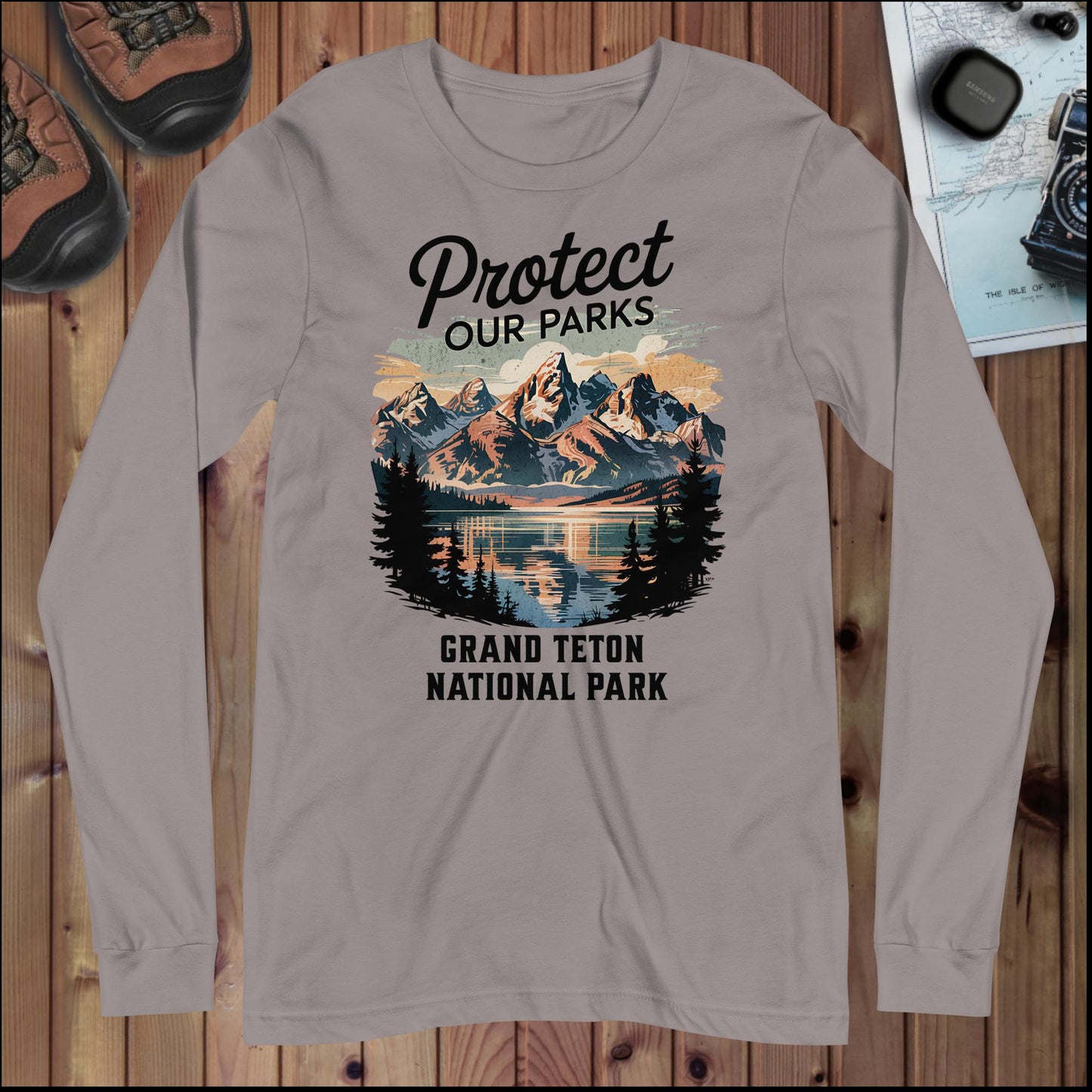 Protect Our Parks Grand Teton Long Sleeve T-shirt Long-sleeve Park Service Apparel Storm XS
