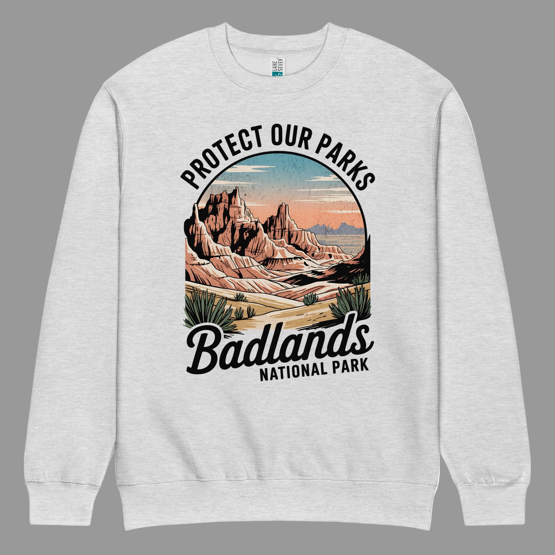 Protect Our Parks Badlands Crewneck Sweatshirt Park Service Apparel Heather Grey S
