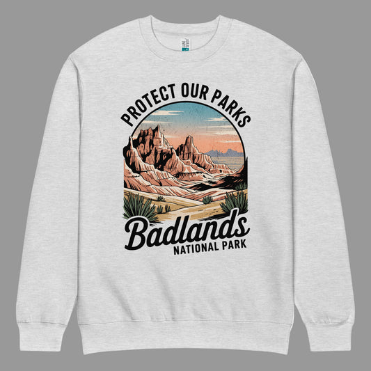 Protect Our Parks Badlands Crewneck Sweatshirt Park Service Apparel Heather Grey S