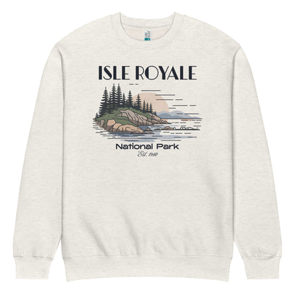 Isle Royale Crewneck Sweatshirt Sweater Park Service Apparel Oatmeal Heather S
