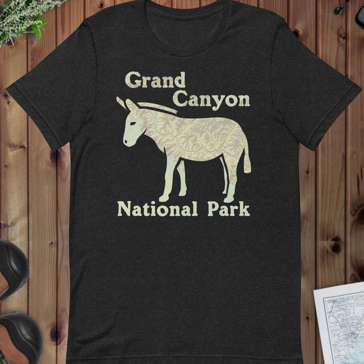 Grand Canyon Mule Topo T-shirt T-Shirt Park Service Apparel Black Heather XS