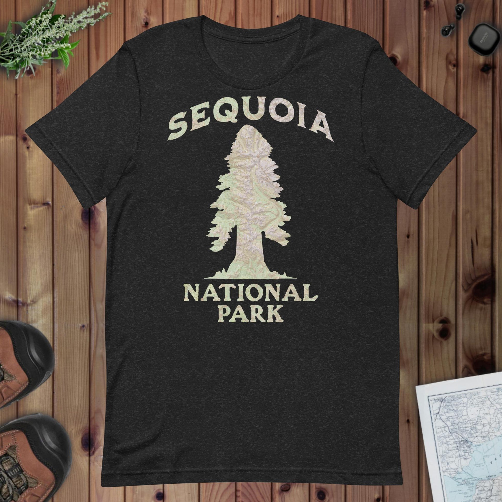 Sequoia Big Tree Topo T-shirt T-Shirt Park Service Apparel Black Heather XS