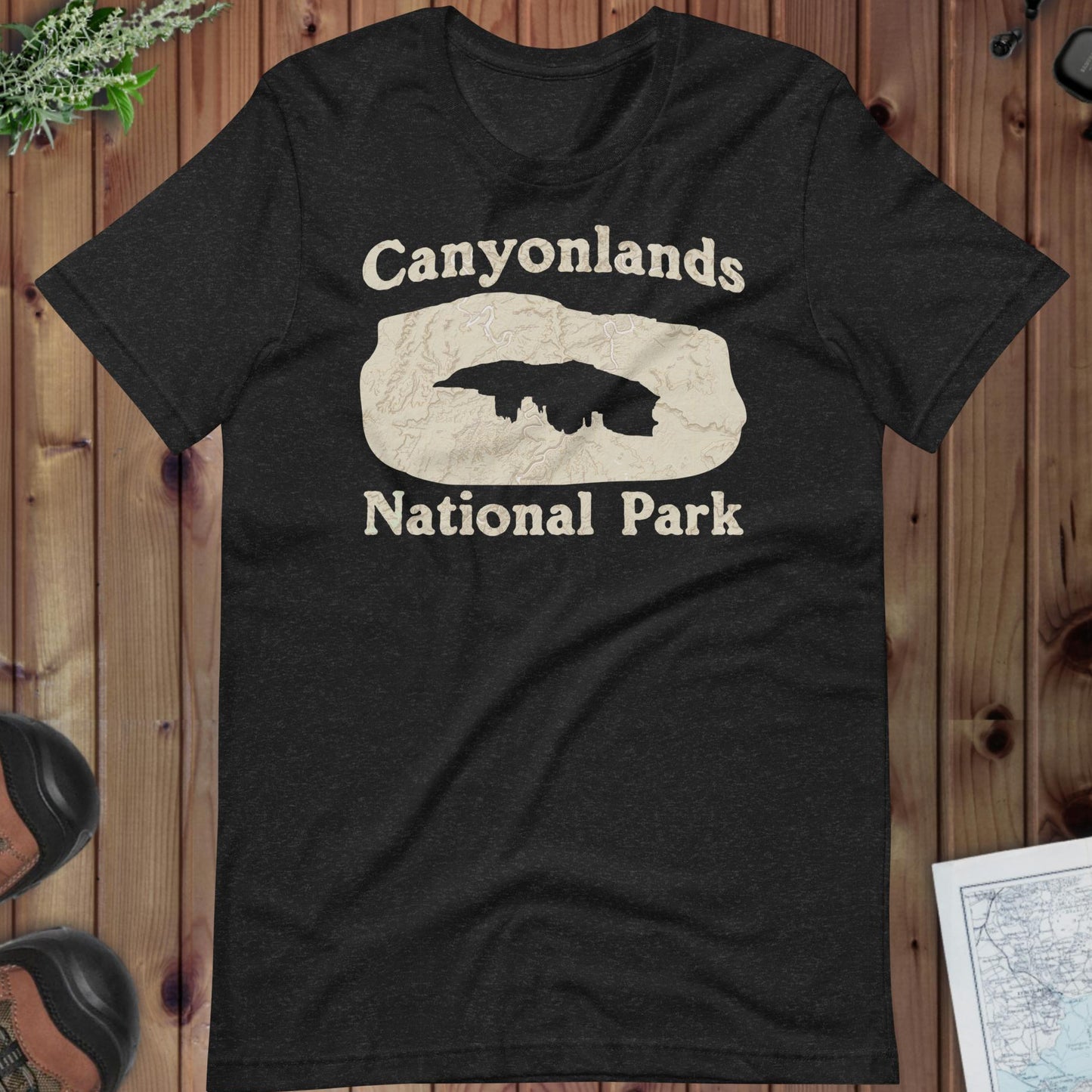 Canyonlands Mesa Arch Topo Tee T-Shirt Park Service Apparel Black Heather XS