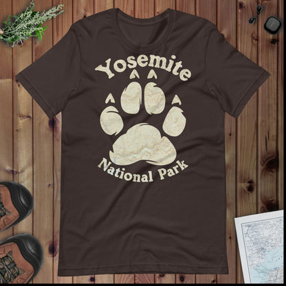Yosemite Bear Paw Topo T-shirt T-Shirt Park Service Apparel Brown S