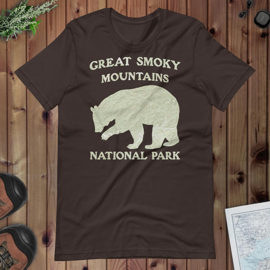 Great Smoky Mountains Bear Topo T-shirt T-Shirt Park Service Apparel Brown S