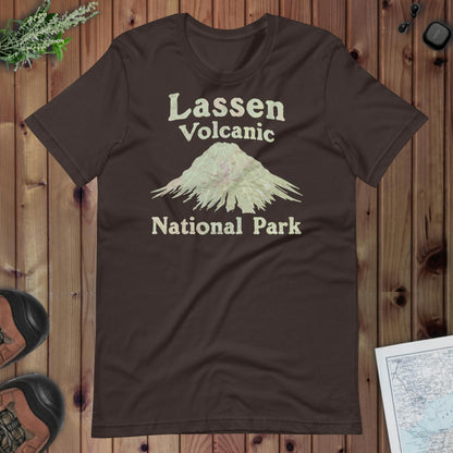 Lassen Volcanic Topo Tee T-Shirt Park Service Apparel Brown S