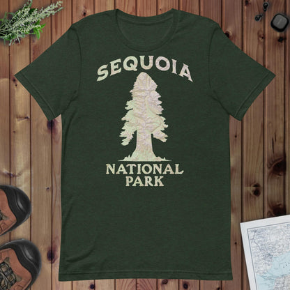 Sequoia Big Tree Topo T-shirt T-Shirt Park Service Apparel Heather Emerald XS