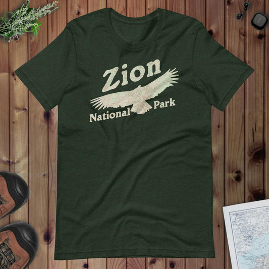 Zion Condor Topo Tee T-Shirt Park Service Apparel Heather Emerald XS