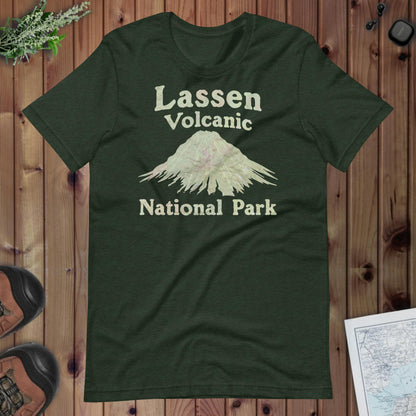 Lassen Volcanic Topo Tee T-Shirt Park Service Apparel Heather Emerald XS