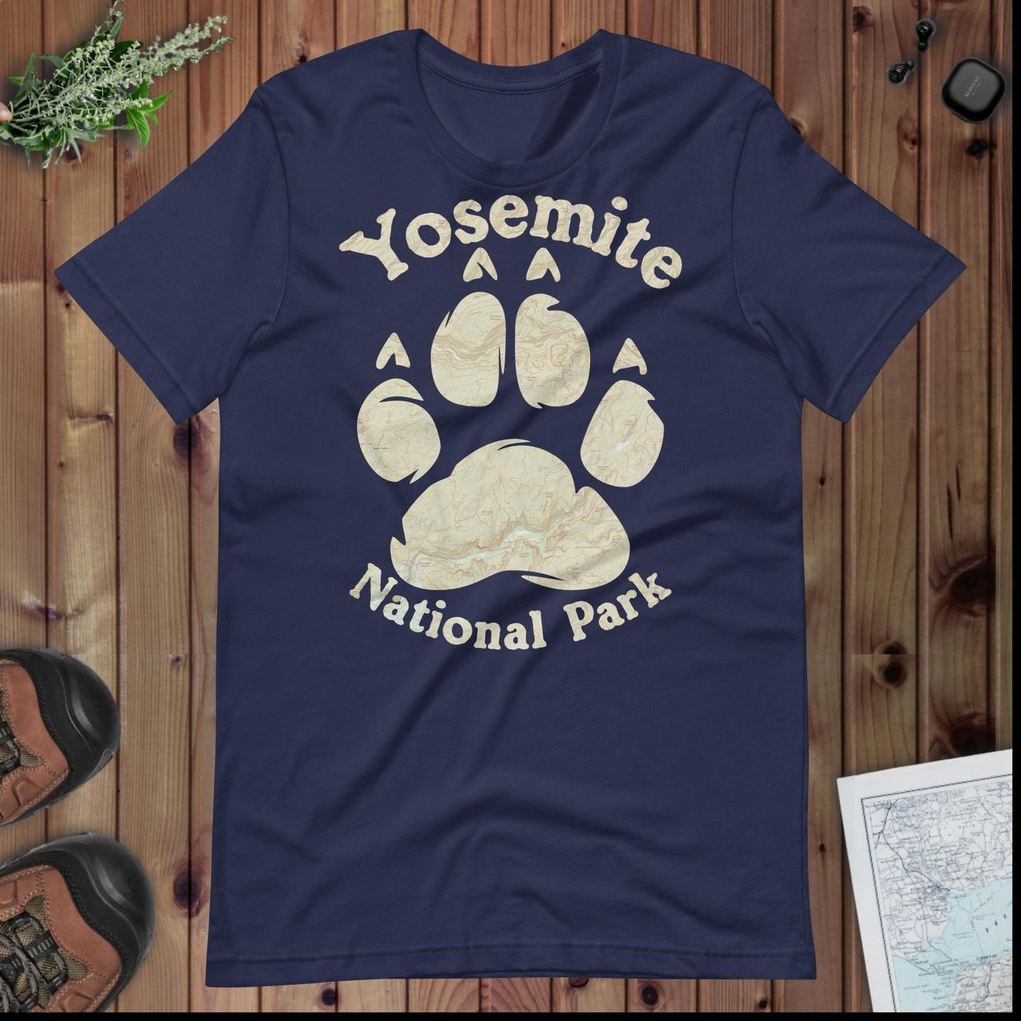 Yosemite Bear Paw Topo T-shirt T-Shirt Park Service Apparel Navy XS