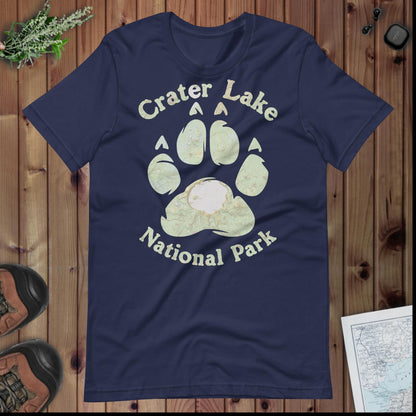 Crater Lake Bear Paw Topo T-shirt T-Shirt Park Service Apparel Navy XS