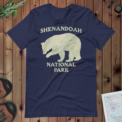 Shenandoah Bear Topo T-shirt T-Shirt Park Service Apparel Navy XS