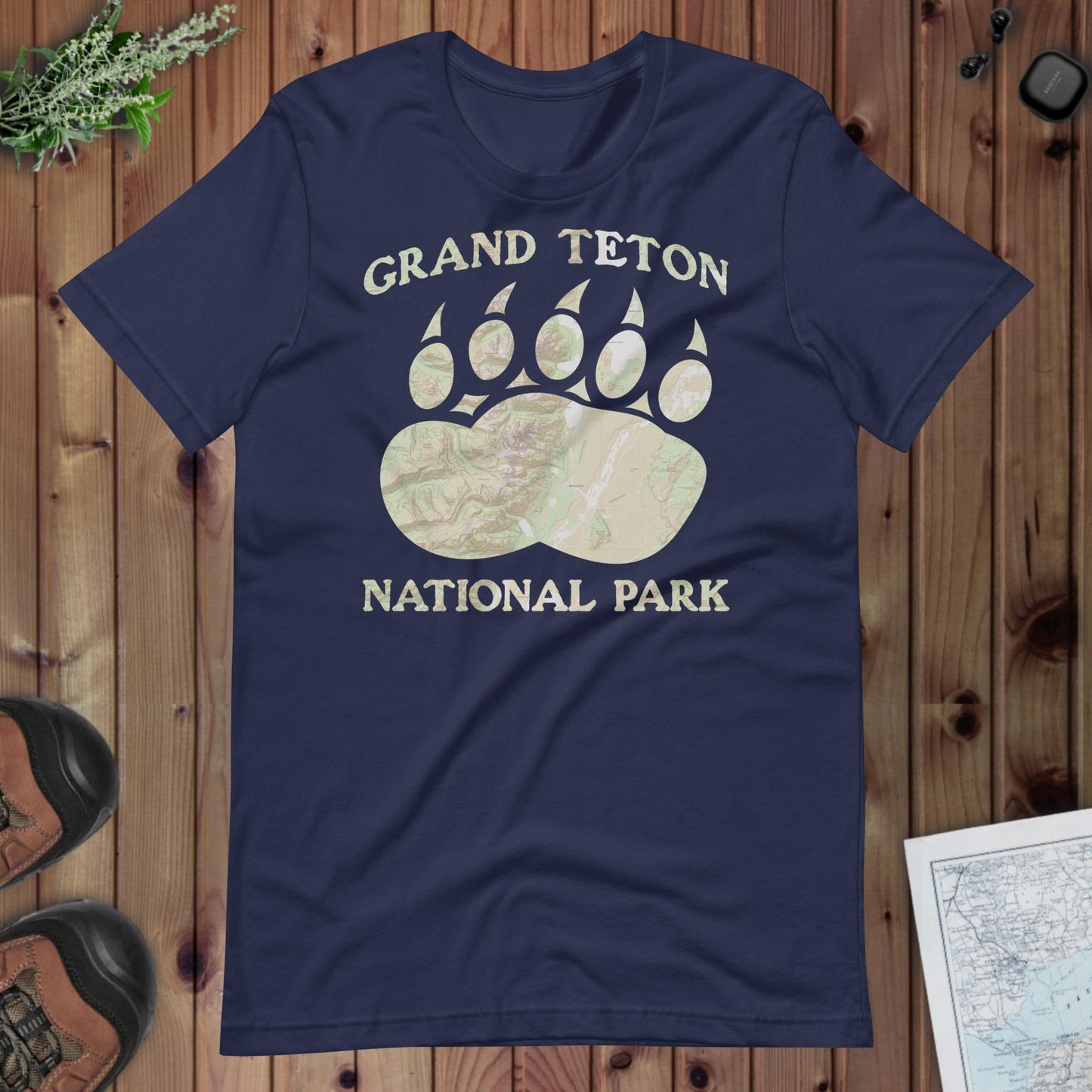Grand Teton Bear Claw Topo T-shirt Park Service Apparel Navy XS