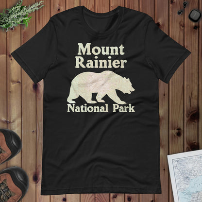 Mount Rainier Bear Topo T-shirt T-Shirt Park Service Apparel Vintage Black XS