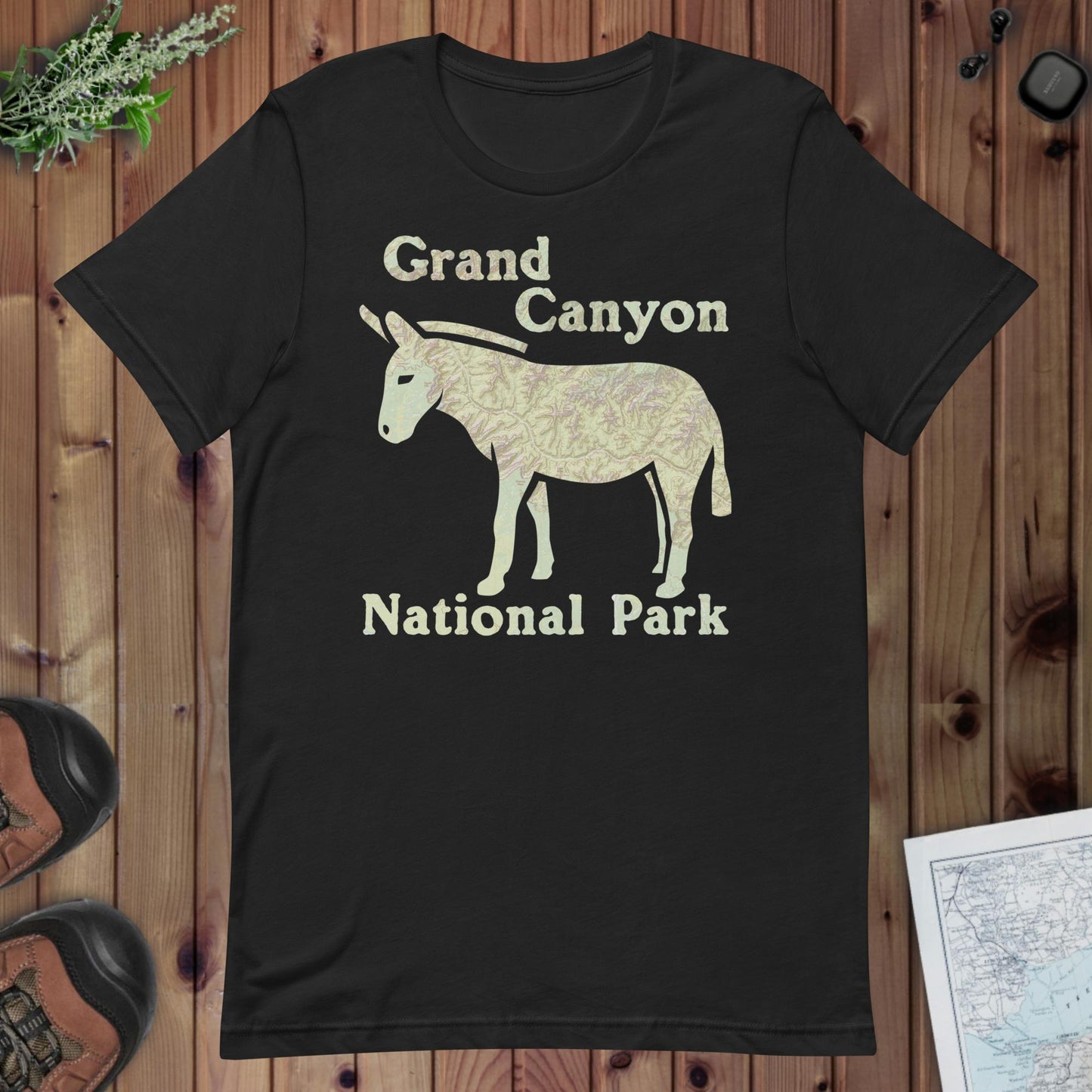 Grand Canyon Mule Topo T-shirt T-Shirt Park Service Apparel Vintage Black XS