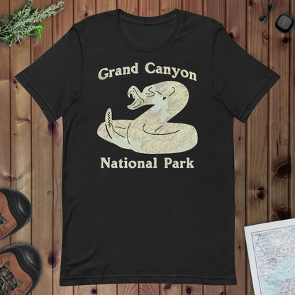 Grand Canyon Rattlesnake Topo T-shirt T-Shirt Park Service Apparel Vintage Black XS
