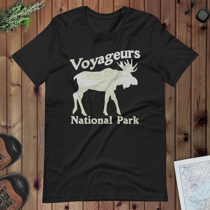 Voyageurs Moose Topo T-shirt T-Shirt Park Service Apparel Vintage Black XS