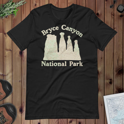 Bryce Canyon Topo T-shirt T-Shirt Park Service Apparel Vintage Black XS
